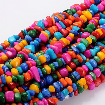 Natural Mashan Jade Beads Strands, Dyed, Mixed Color, about 8~13mm wide, 10~18mm long, hole: 1mm, about 130pcs/strand, 36 inch
