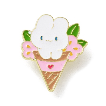 Zinc Alloy Animal Ice Cream Enamel Pin Brooch, for Backpack Clothes, Rabbit, 34x29.5x1.3mm