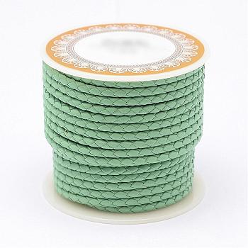Braided Cowhide Leather Cord, Leather Rope String for Bracelets, Medium Aquamarine, 4mm, about 5.46 yards(5m)/roll