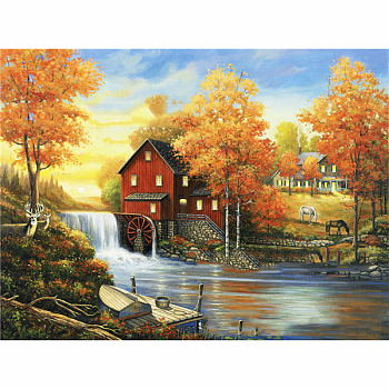 DIY House Scenery Diamond Painting Kits, including Resin Rhinestones, Diamond Sticky Pen, Tray Plate and Glue Clay, Colorful, 300x400mm