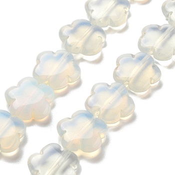 Opalite Beads Strands, Flower, 20x20x6mm, Hole: 1.4mm, about 20pcs/strand, 14.57~14.96 inch(37~38cm)