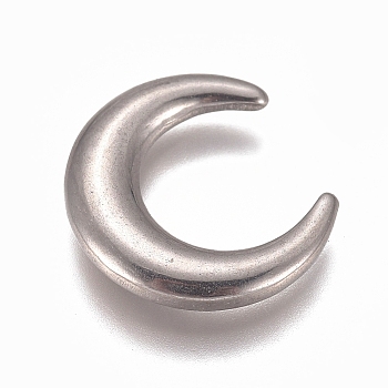 304 Stainless Steel Beads, Double Horn/Crescent Moon, for Wire Wrapped Pendants, Stainless Steel Color, 11.5x10.5x2mm