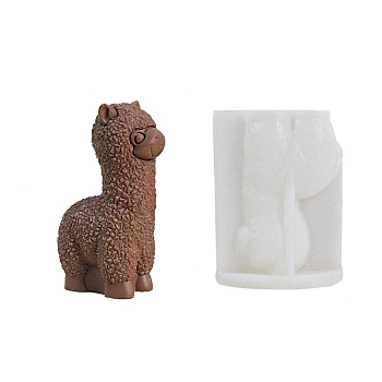 3D Alpaca Figurine DIY Candle Silicone Molds, for Scented Candle Making, White, 101.5x78x51.5mm