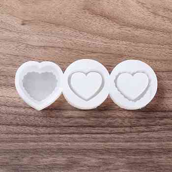 Shaker Molds, DIY Heart Quicksand Silicone Molds, Resin Casting Molds, for UV Resin, Epoxy Resin Craft Making, White, 43x130x13mm, Inner Diameter: 27~34x35~38mm