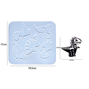 Dinosaur DIY Silicone Molds, Resin Casting Molds, For UV Resin, Epoxy Resin Jewelry Making, White, 170x185x7mm