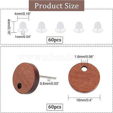 nbeads 60piezas de aretes de madera de nogal(MAK-NB0001-12)-3