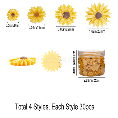 SUNNYCLUE Flatback Hair & Costume Accessories Ornaments Resin Flower Daisy Cabochons(CRES-SC0001-41B)-2