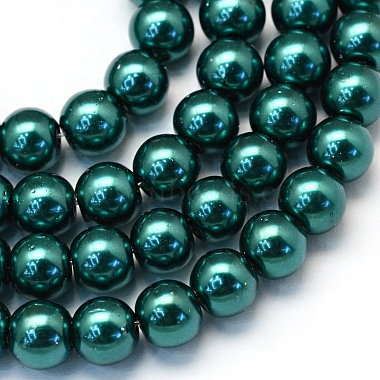 8mm Teal Round Glass Beads