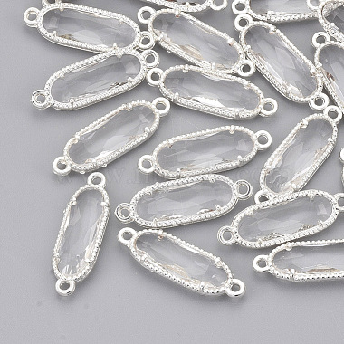 Silver Clear Oval Alloy+Glass Links