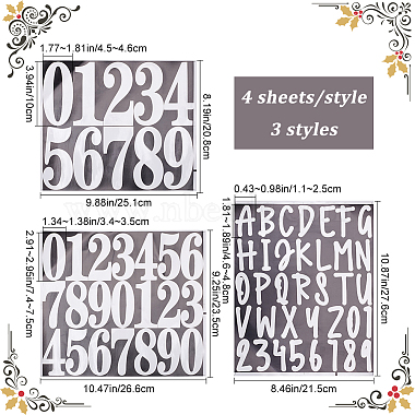 craspire 12 листы 3 стили клейкие декоративные наклейки из ПВХ с буквами и цифрами(DIY-CP0008-59B)-3