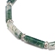 Natural Moss Agate Column Beaded Stretch Bracelet(BJEW-JB08989-05)-4