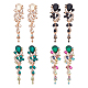 4 Pairs 4 Colors Rhinestone Teardrop Flower Dangle Stud Earrings(EJEW-AN0004-16)-1