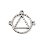 Tarnish Resistant 304 Stainless Steel Chandelier Component Links, 3-Hole, Ring with Triangle, Stainless Steel Color, 14x16x0.9mm, Hole: 1.2mm(STAS-R226-05P)