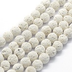 Synthetic Lava Rock Round Beads Strands, Round, White, 6mm, Hole: 1mm, about 64pcs/strand, 15.15 inch(38.5cm)(G-E508-04-6mm-1)