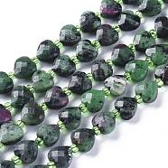 Natural Rudy in Zoisite Beads Strands, Faceted, Heart, 8~8.5x8x4.5mm, Hole: 0.8mm, about 40pcs/strand, 15.55 inch(39.5cm)(G-E560-T01)