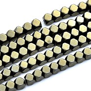 Rhombus Non-magnetic Synthetic Hematite Beads Strands, Imitation Pyrite, Antique Bronze Plated, 4x4x4mm, Hole: 0.8mm, about 100pcs/strand, 15.7 inch(G-D617-22)