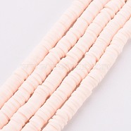 Handmade Polymer Clay Bead Strands, Heishi Beads, Disc/Flat Round, PeachPuff, 6x0.5~1mm, Hole: 2mm, about 320~447pcs/strand, 15.74 inch~16.92 inch(X-CLAY-T002-6mm-41)