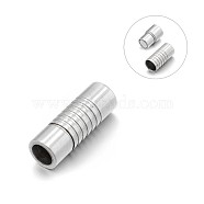 Smooth 304 Stainless Steel Column Magnetic Clasps with Glue-in Ends, Stainless Steel Color, 17x5mm, Hole: 2mm(STAS-E089-33A)