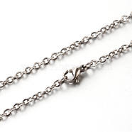 304 Stainless Steel Cable Chain Necklaces, Stainless Steel Color, 17.7 inch(45cm)(STAS-M174-027P)