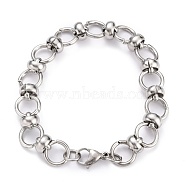 304 Stainless Steel Link Chain Bracelets, with Lobster Claw Clasps, Stainless Steel Color, 8 inch(20.3cm)(BJEW-Z011-11P)