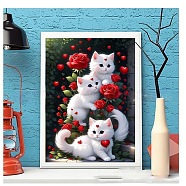 DIY Diamond Painting Stickers Kits For Kids, including Resin Rhinestone, Diamond Sticky Pen, Tray Plate, Glue Clay, Cat Shape, 400x300x0.2mm, Resin Rhinestone: 2.5x1mm, 20 color, 1bag/color, 20bags(DIY-G115-04C)