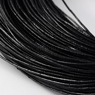 Cowhide Leather Cord, Leather Jewelry Cord, Jewelry DIY Making Material, Round, Dyed, Black, 1mm(WL-H003-3)