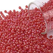 TOHO Round Seed Beads, Japanese Seed Beads, (165F) Matte Transparent AB Ruby, 11/0, 2.2mm, Hole: 0.8mm, about 1110pcs/10g(X-SEED-TR11-0165F)