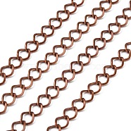 Iron Twisted Chains, Unwelded, with Spool, Rhombus, Red Copper, 8.5x6.8x1.2mm, about 164.04 Feet(50m)/roll(CH-1.2BSFD-R)