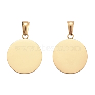 304 Stainless Steel Pendants, Flat Round, Stamping Blank Tag, Golden, 23.5x20x2mm, Hole: 3.5x7mm(STAS-P115-09G)