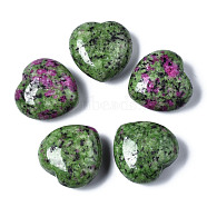 Natural Ruby in Zoisite Quartz Healing Stones, Heart Love Stones, Pocket Palm Stones for Reiki Balancing, 29~30x30~31x12~15mm(G-R418-152)