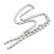 Brass Micro Pave Cubic Zirconia Necklaces, Teardrop, Clear, 19.33 inch(491mm)(NJEW-H027-01P-05)