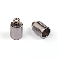304 Stainless Steel Cord Ends, End Caps, Column, Stainless Steel Color, 9x5mm, Hole: 2mm, Inner Diameter: 4mm(X-STAS-M242-06)