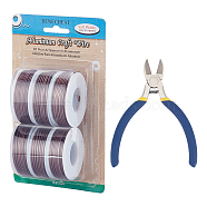 BENECREAT Round Aluminum Wire, with Iron Side Cutting Pliers, Coconut Brown, 15 Gauge, 1.5mm, 10m/roll, 6 rolls(AW-BC0003-32E-1.5mm)