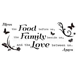 PVC Quotes Wall Sticker, for Stairway Home Decoration, Word Bless the food before us the family beside us and the love between us, Black, 30x77cm(DIY-WH0200-023)