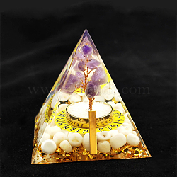 Viking Rune Symbol-Ice Orgonite Pyramid Resin Display Decorations, with Natural Amethyst Chips Inside, for Home Office Desk, 50~60mm(DJEW-PW0006-02A)