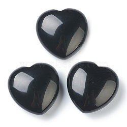 Natural Obsidian Heart Love Stone, Pocket Palm Stone for Reiki Balancing, 44.5~45x45~46x20.5~21mm(G-G973-08E)