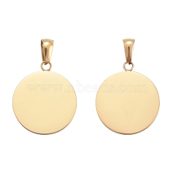 Ion Plating(IP) 304 Stainless Steel Pendants, Flat Round, Stamping Blank Tag, Golden, 23.5x20x2mm, Hole: 3.5x7mm(STAS-P115-09G)