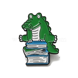 Baking Paint Zinc Alloy Brooches, for Backpack Cloth, Crocodile, Green, 30.5x22.5x1.5mm(JEWB-M037-01D)