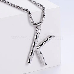 3Pcs Stainless Steel Textured Letter Pendants, Without Chain, Letter K(LW4134-11)