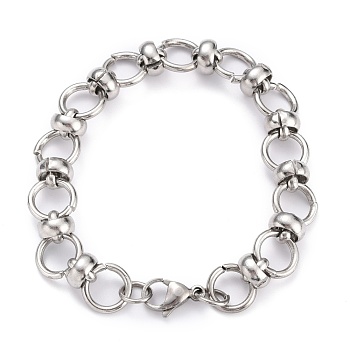304 Stainless Steel Link Chain Bracelets, with Lobster Claw Clasps, Stainless Steel Color, 8 inch(20.3cm)
