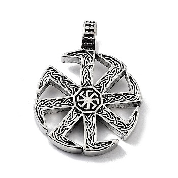 Tibetan Style Alloy Pendants, Flat Round Charms, Antique Silver, 39x29.5x3.5mm, Hole: 7x5.5mm