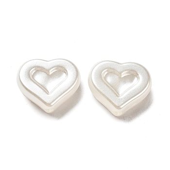 ABS Plastic Imitation Pearl Beads, Heart, White, 12.5x15x5mm, Hole: 1.6mm, about 750pcs/500g