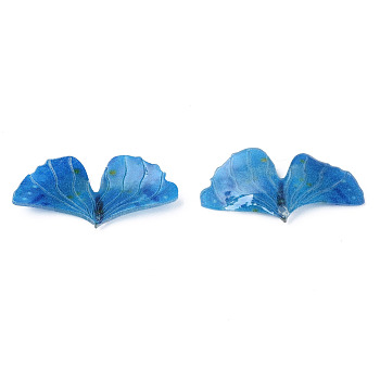 Plastic Pendants, Leaf, Cornflower Blue, 16x30.5x3.5mm, Hole: 0.9mm
