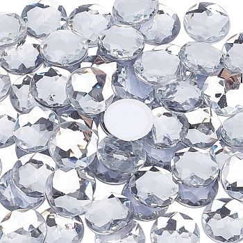 1 Box 60Pcs Self-Adhesive Acrylic Rhinestone Stickers, for DIY Decoration and Crafts, Faceted, Half Round, Clear, 20x5mm