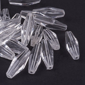Transparent Acrylic Beads, Clear, Rice, 24mm long, 8mm wide, hole: 2mm, about 595pcs/500g