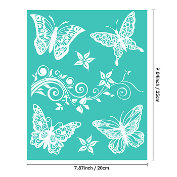 Nylon Silk Screen Printing Stencil, Reusable Polymer Clay Silkscreen Tool, for DIY Polymer Clay Earrings Making, Butterfly, 250x200mm