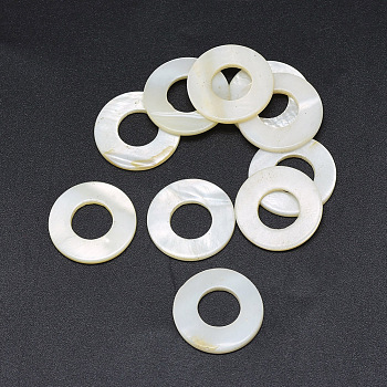 Freshwater Shell Linking Rings, 17~18x1.5~2mm, Hole: 8mm