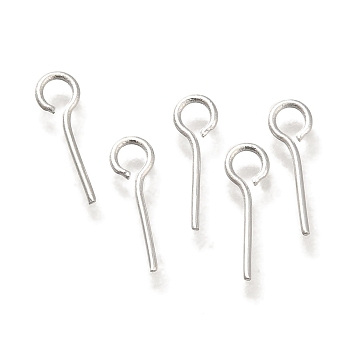 Brass Eye Pins, Lead Free & Cadmium Free, 925 Sterling Silver Plated, 10x3x0.7mm, Hole: 1.8mm