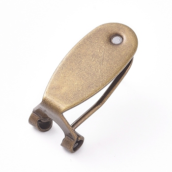 Brass Stud Earring Findings, French Clip Earrings, Nickel Free, Antique Bronze, 19x8x8mm, Pin: 0.7mm