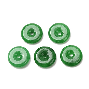 Dyed Natural Myanmar Jade Pendants, Donut/Pi Disc Charms, Sea Green, 15x3~4mm, Hole: 2~2.5mm